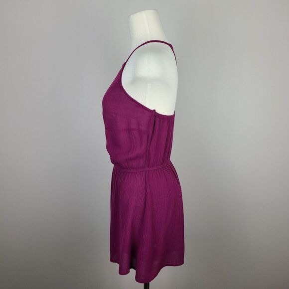 Burgundy Geometric Aztec Print Embroidered Keyhole Back Romper Small - Picture 7 of 16